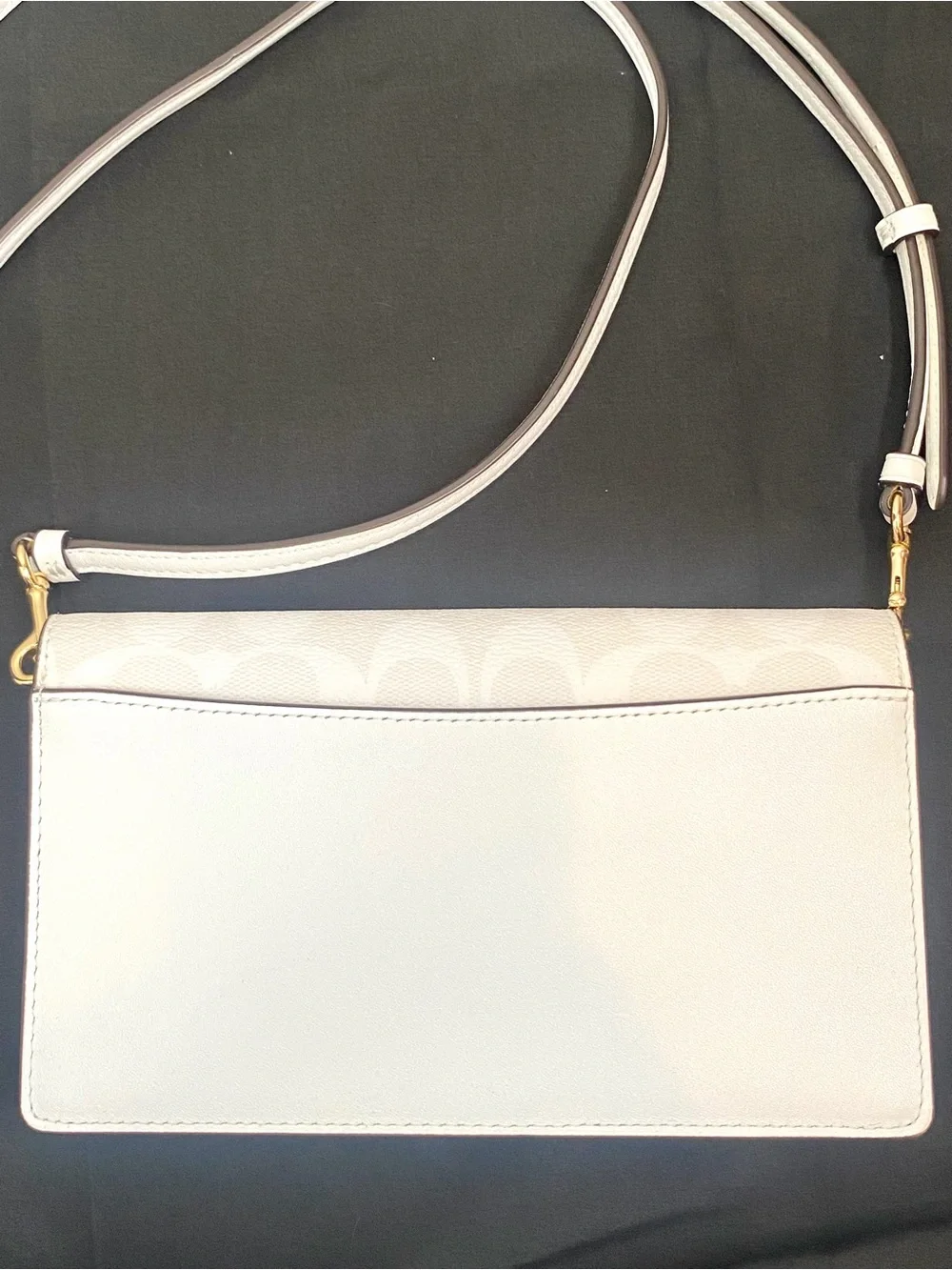 Coach Signature Crossbody Wallet with Gold Hardware Chalk Ivory Removable Strap